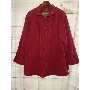 Gallery Red Wine Coat Jacket Women's Plus Size 1X‎ Removable Liner Hood Pockets